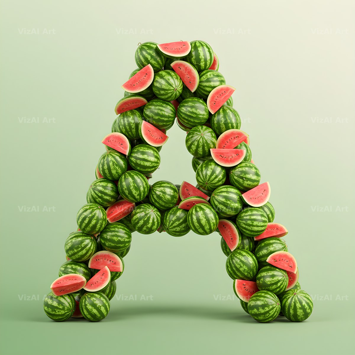 Watermelon Slice Summer alphabet letter A