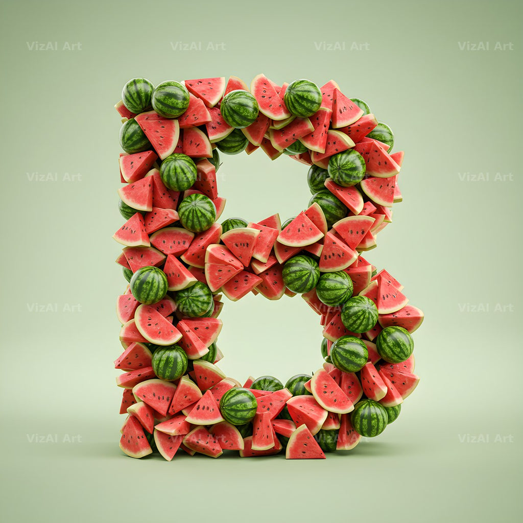 Watermelon Slice Summer alphabet letter B