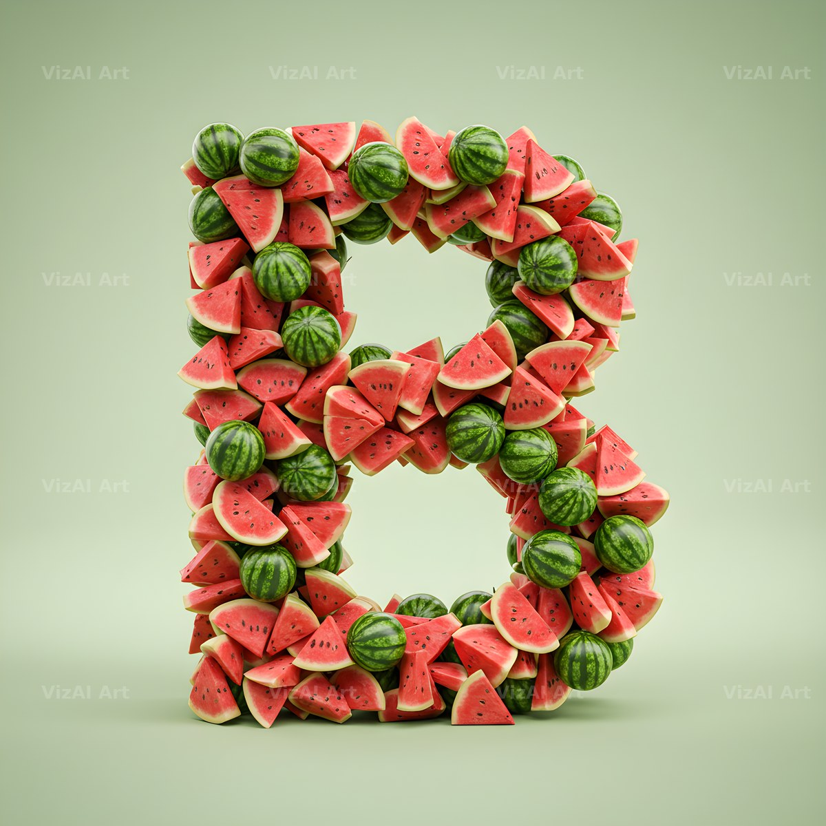 Watermelon Slice Summer alphabet letter B