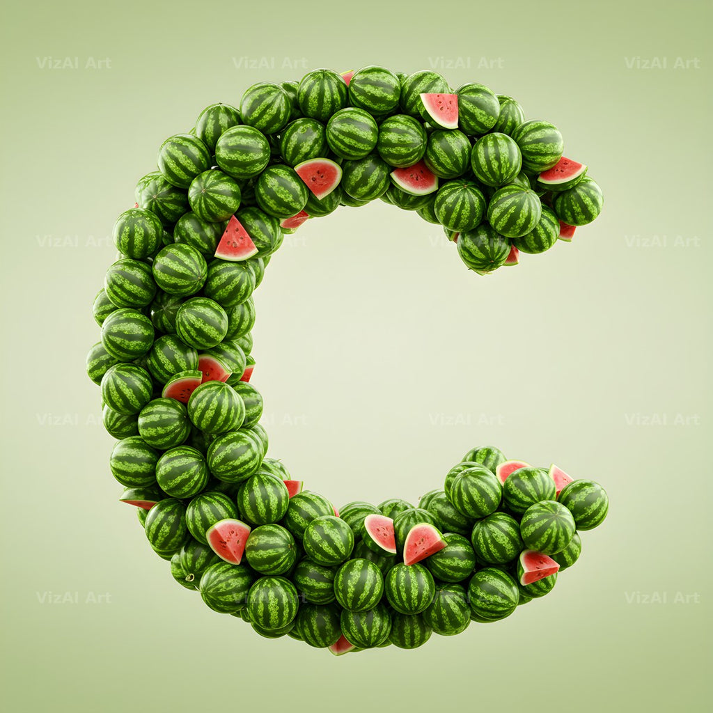 Watermelon Slice Summer alphabet letter C