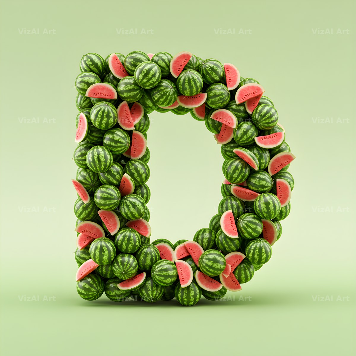 Watermelon Slice Summer alphabet letter D