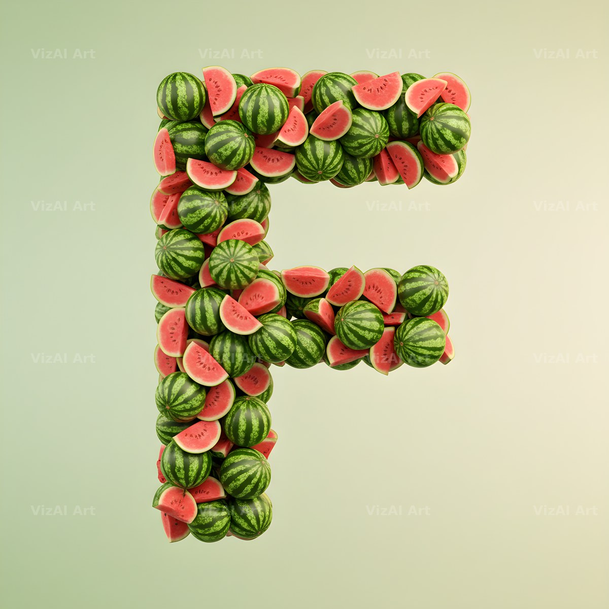 Watermelon Slice Summer alphabet letter F