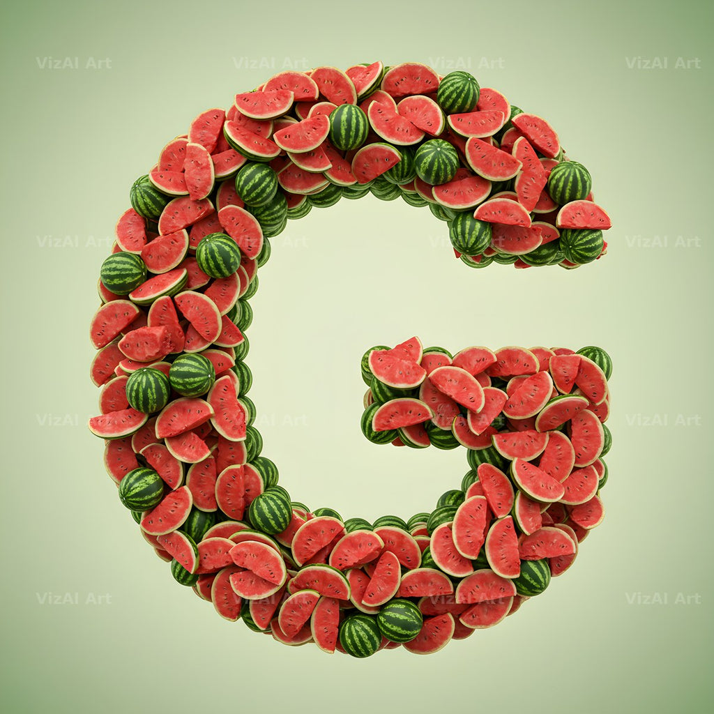 Watermelon Slice Summer alphabet letter G