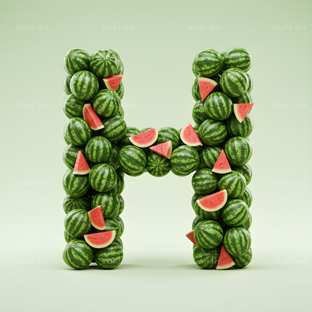 Watermelon Slice Summer alphabet letter H