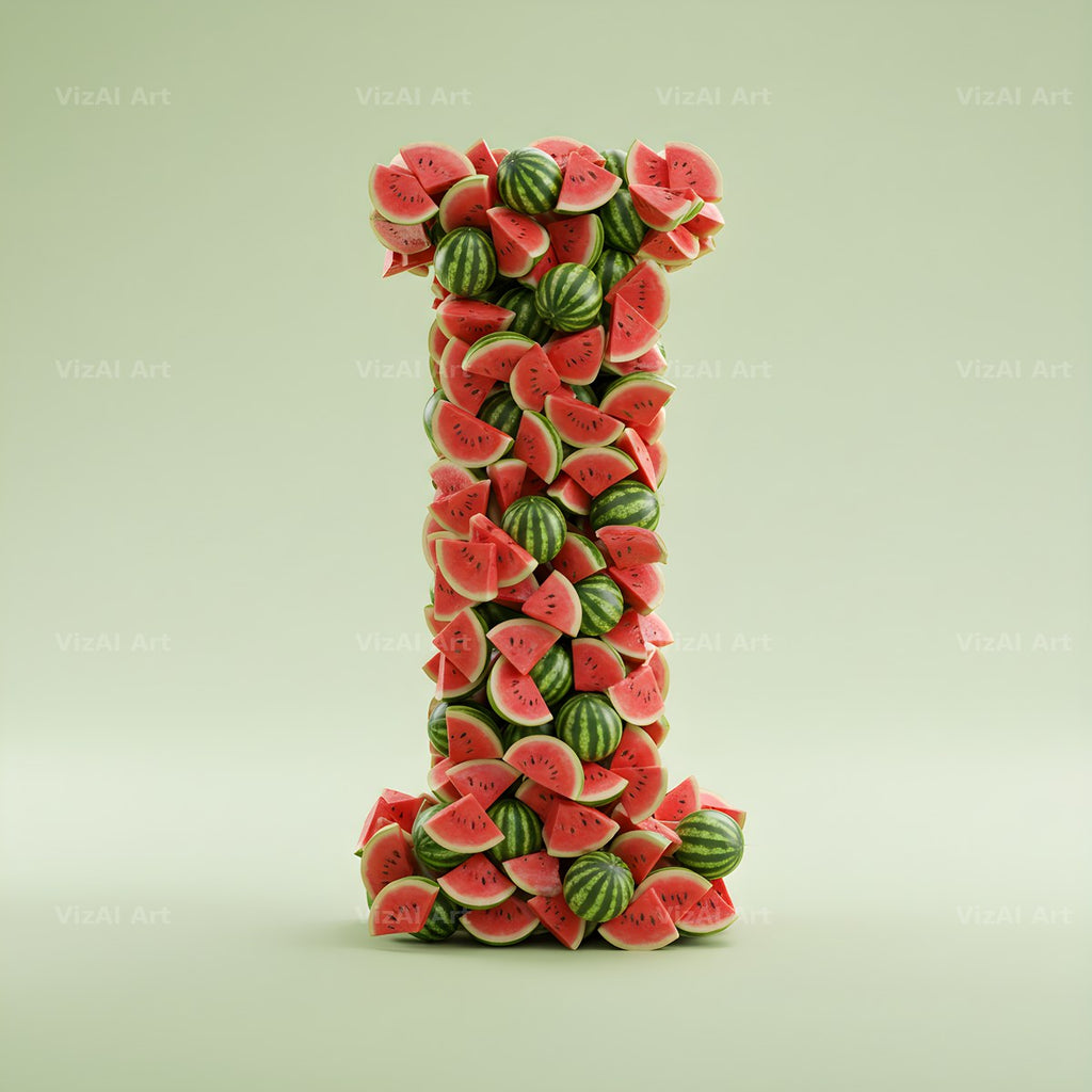 Watermelon Slice Summer alphabet letter I