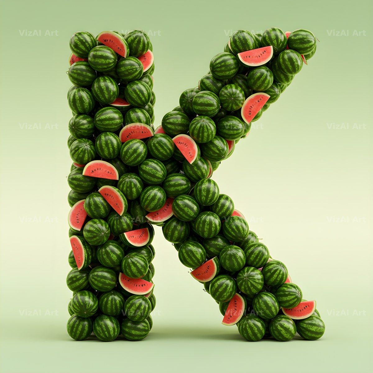 Watermelon Slice Summer alphabet letter K
