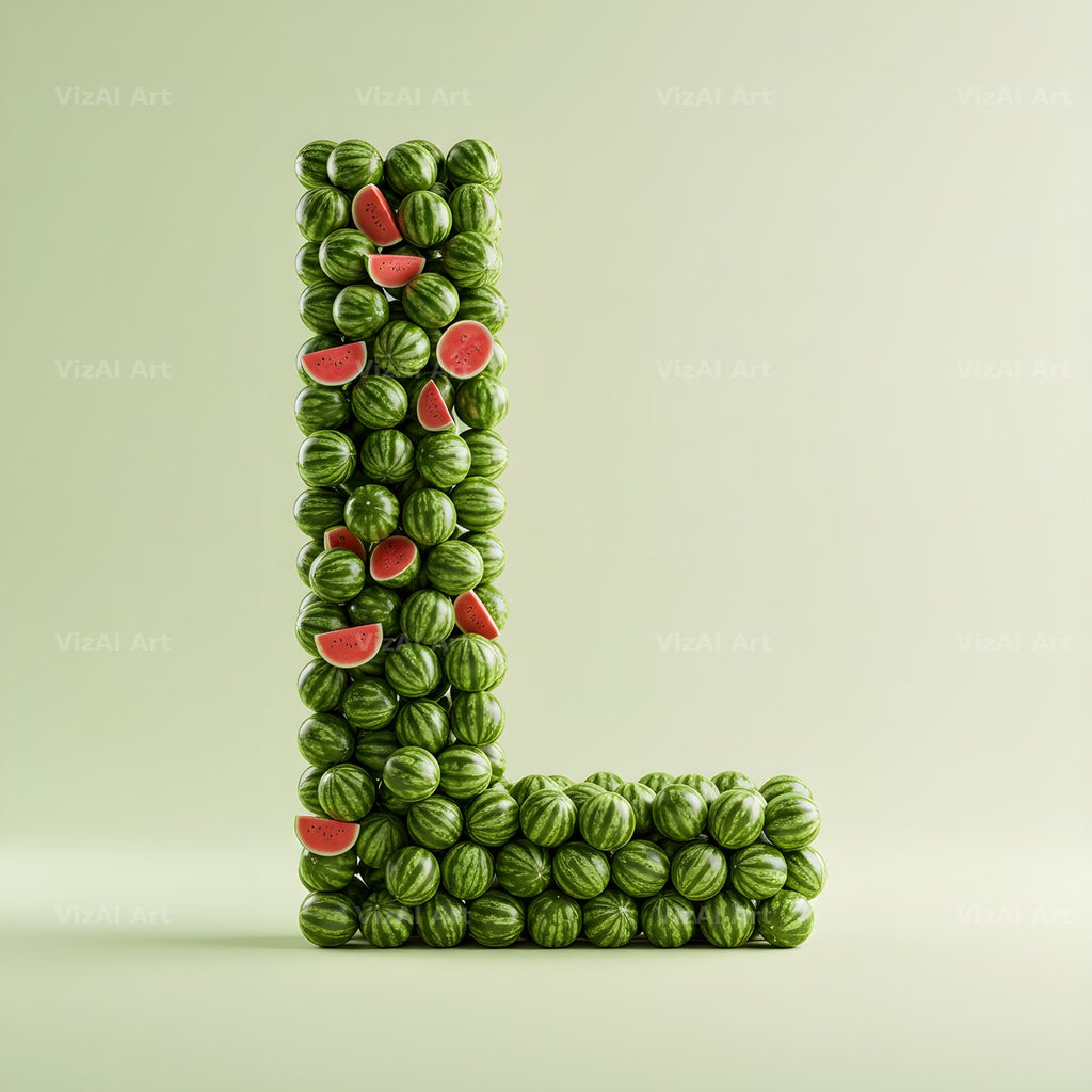 Watermelon Slice Summer alphabet letter L