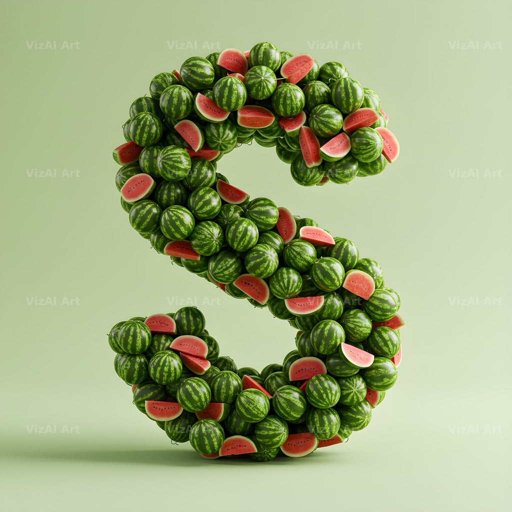Watermelon Slice Summer alphabet letter S