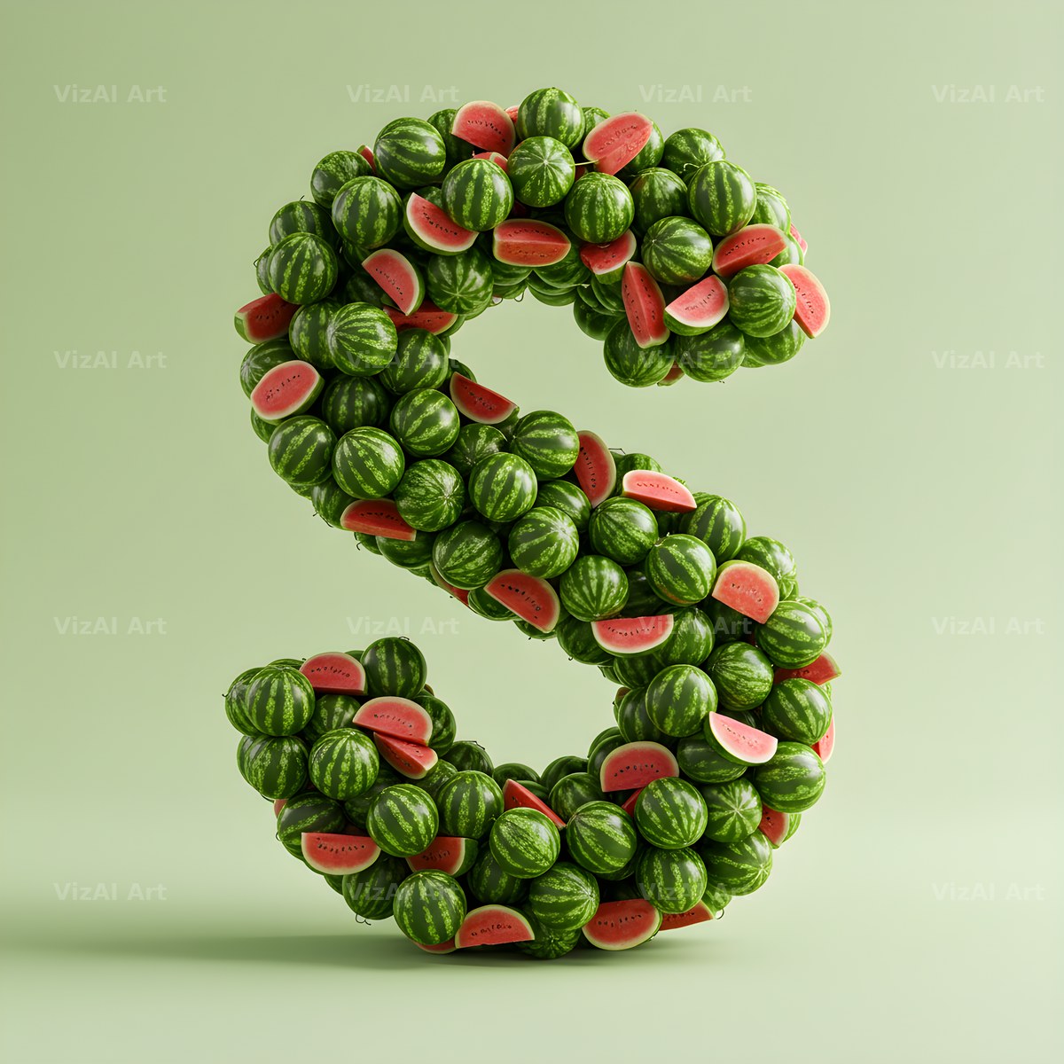 Watermelon Slice Summer alphabet letter S