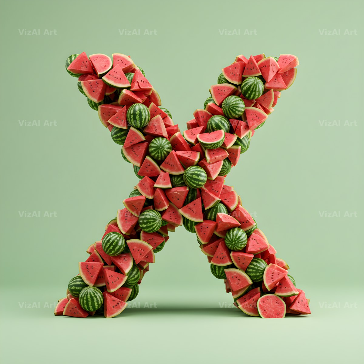 Watermelon Slice Summer alphabet letter X