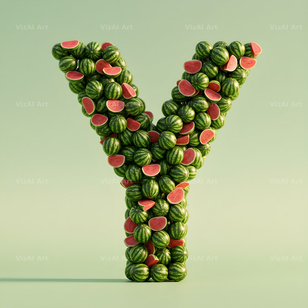 Watermelon Slice Summer alphabet letter Y