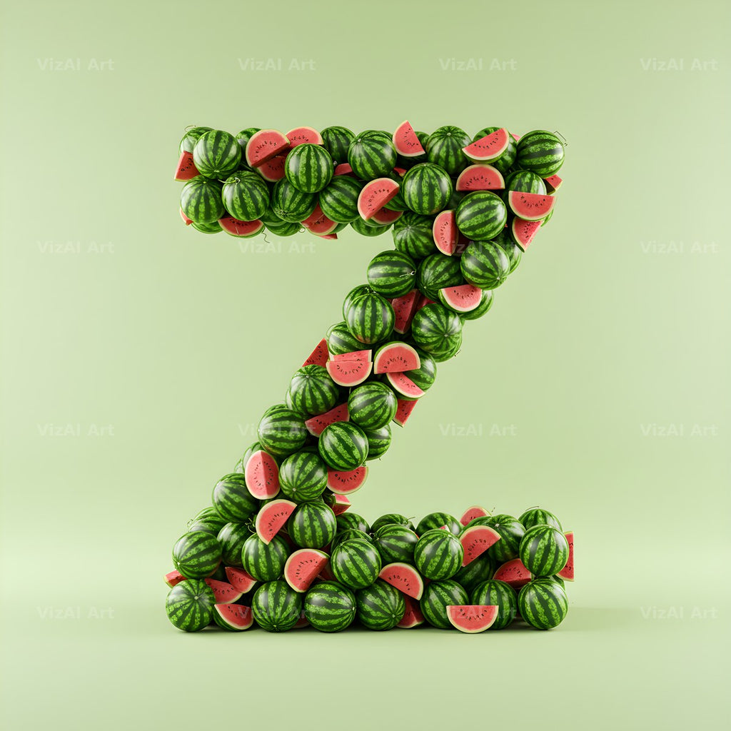 Watermelon Slice Summer alphabet letter Z