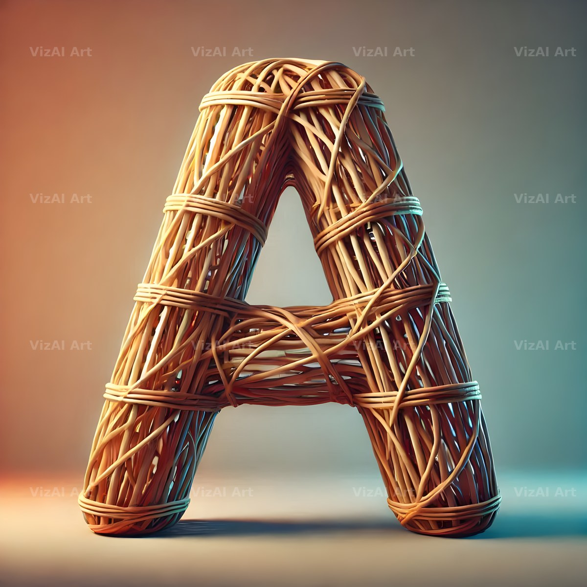 Woven Wicker alphabet letter A