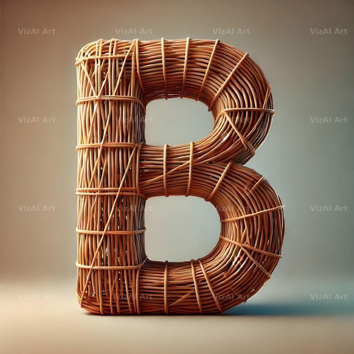 Woven Wicker alphabet letter B