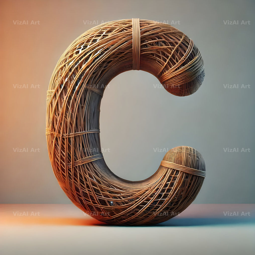 Woven Wicker alphabet letter C