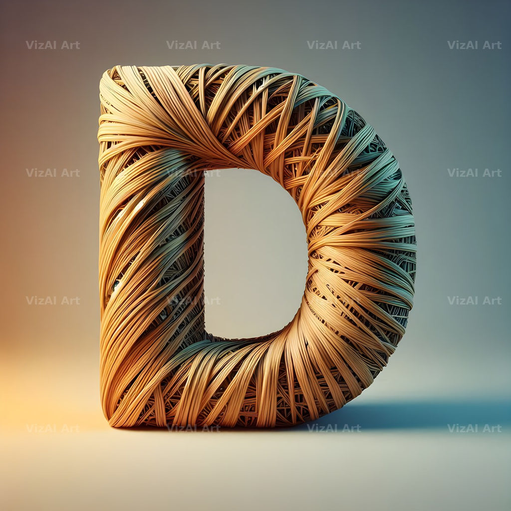 Woven Wicker alphabet letter D