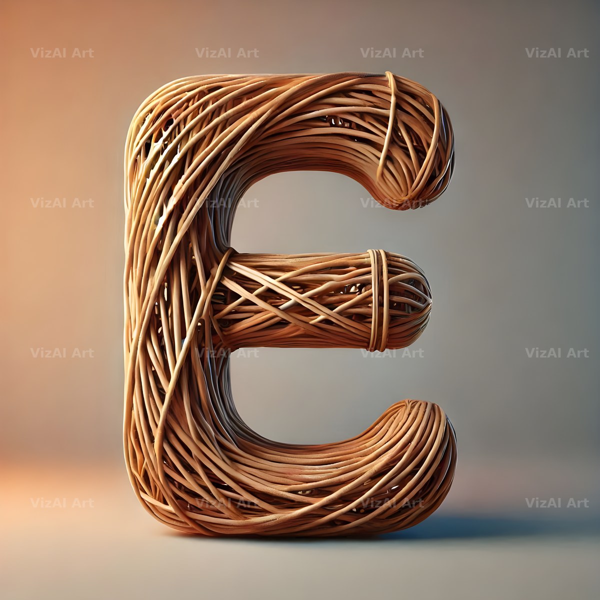 Woven Wicker alphabet letter E