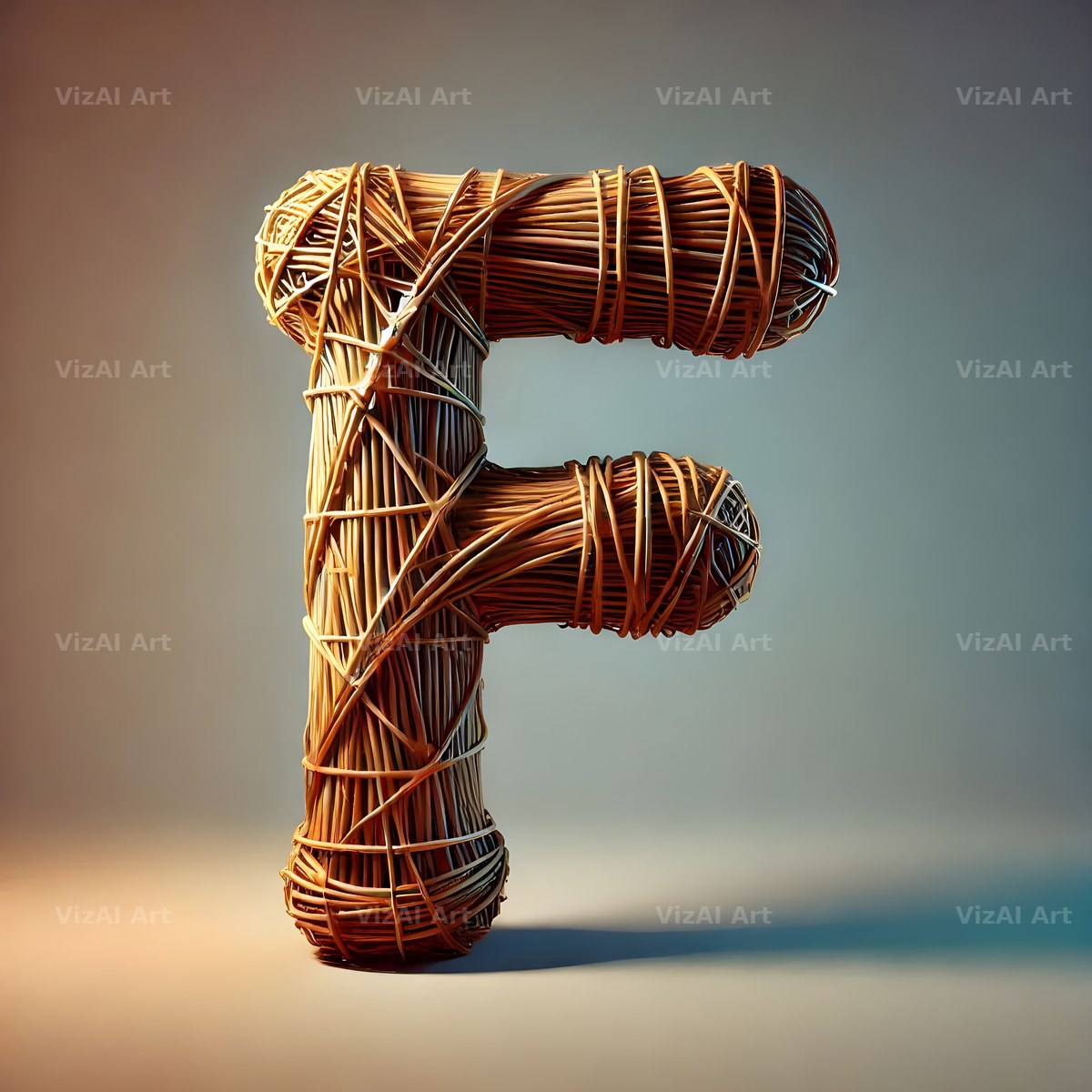 Woven Wicker alphabet letter F
