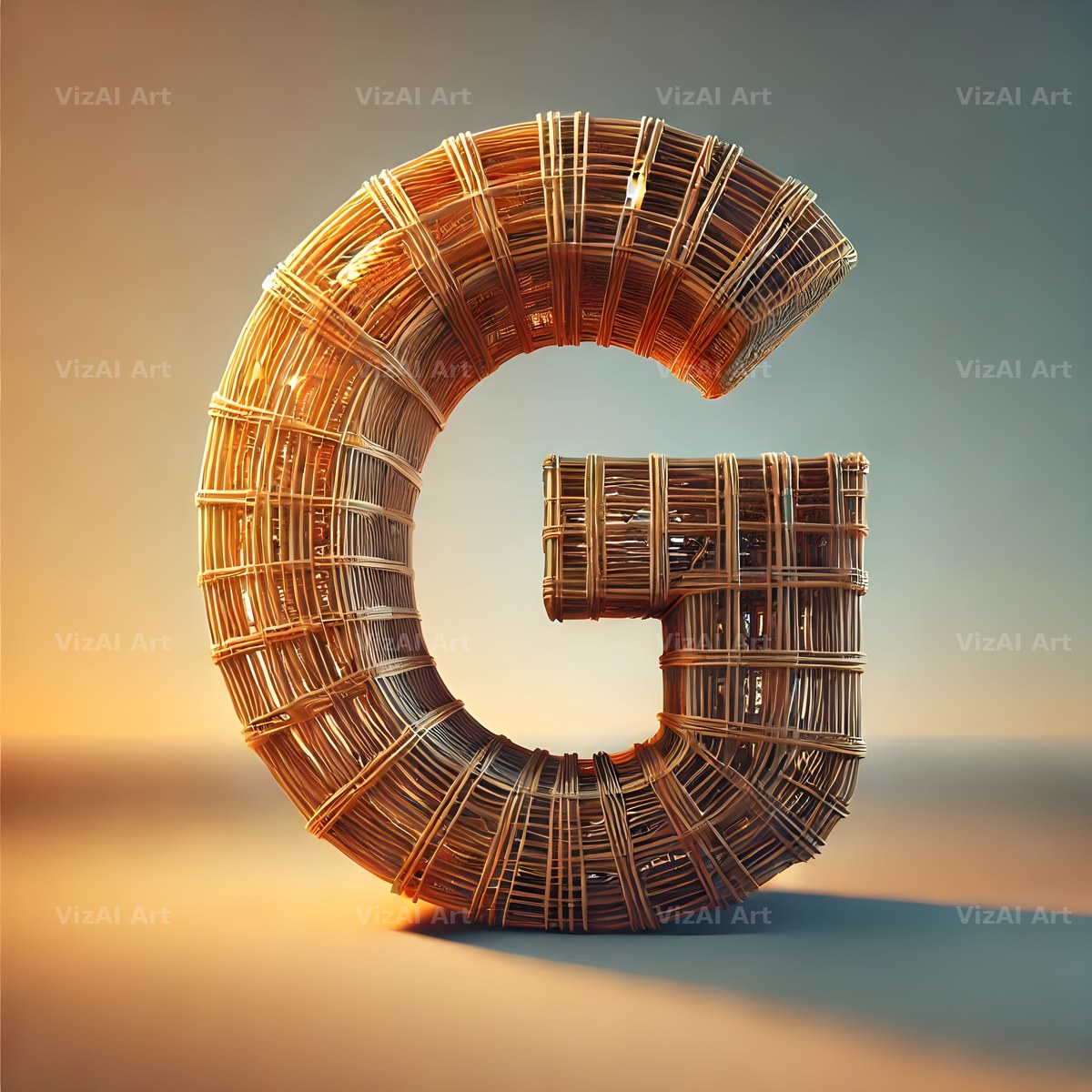 Woven Wicker alphabet letter G