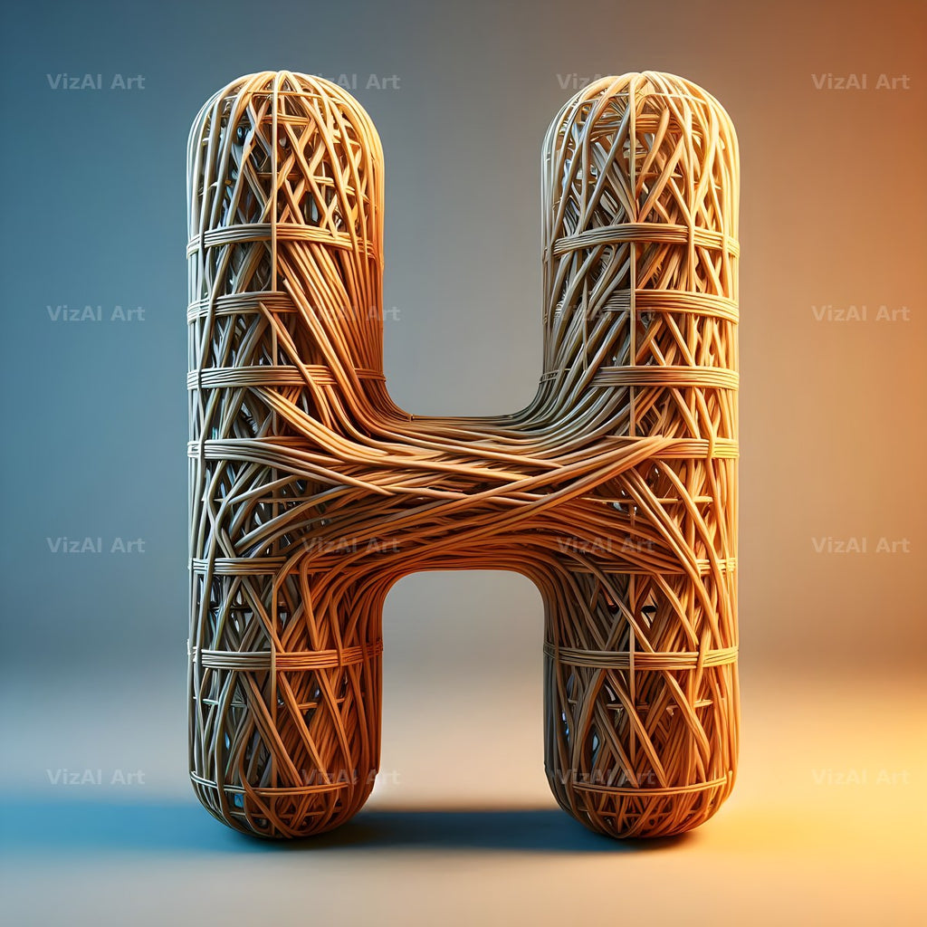 Woven Wicker alphabet letter H