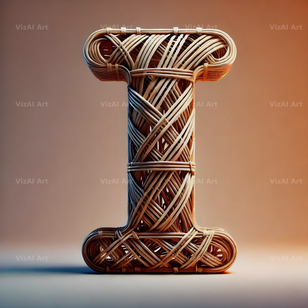 Woven Wicker alphabet letter I