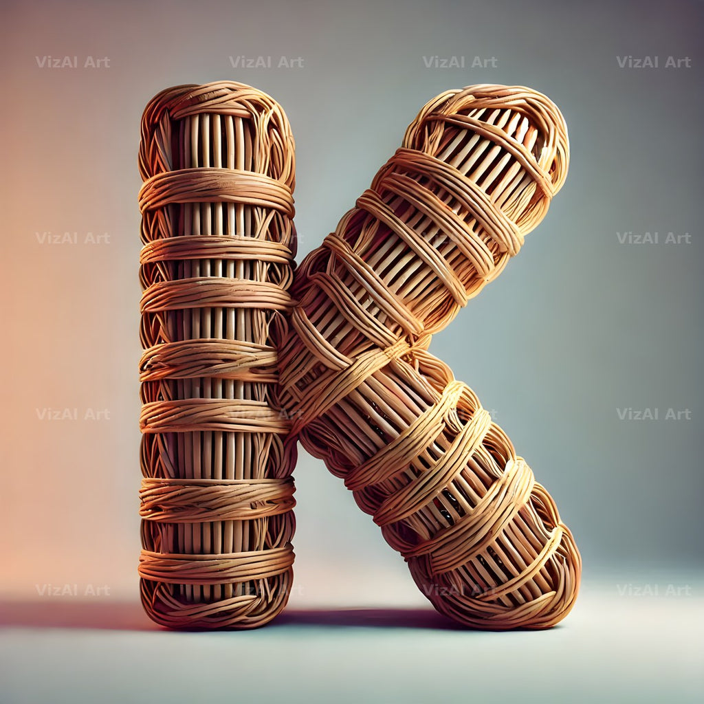 Woven Wicker alphabet letter K