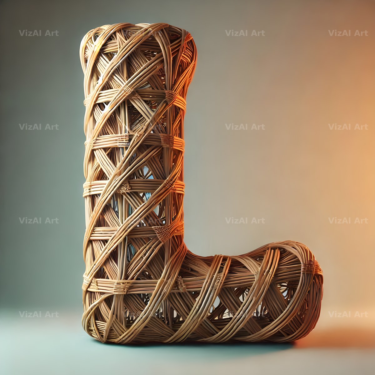 Woven Wicker alphabet letter L