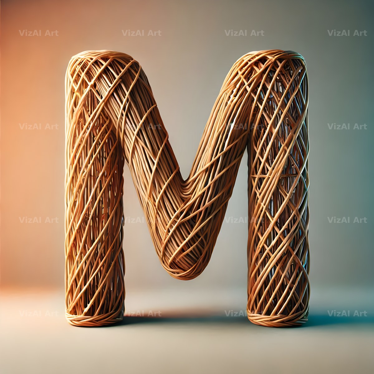 Woven Wicker alphabet letter M