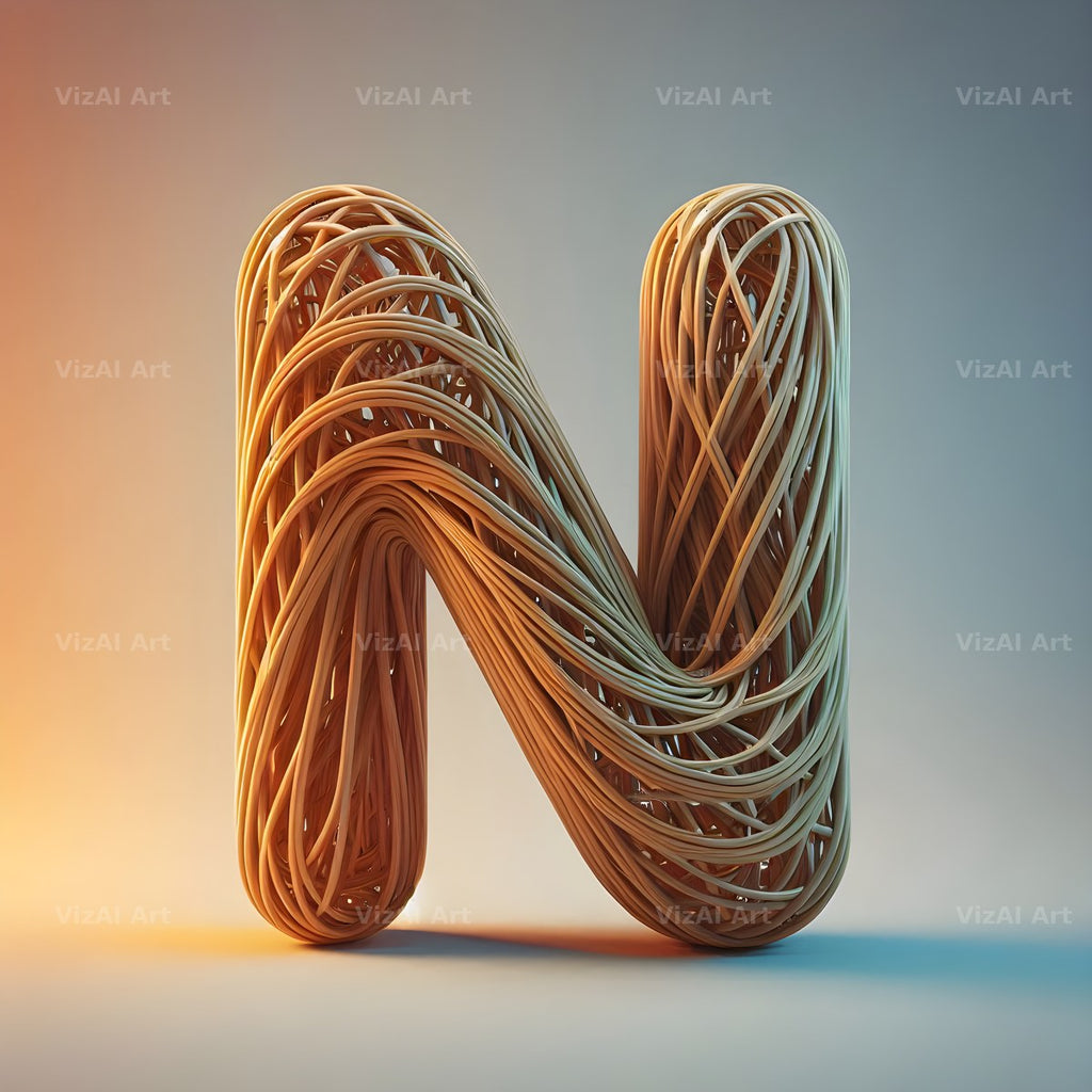 Woven Wicker alphabet letter N