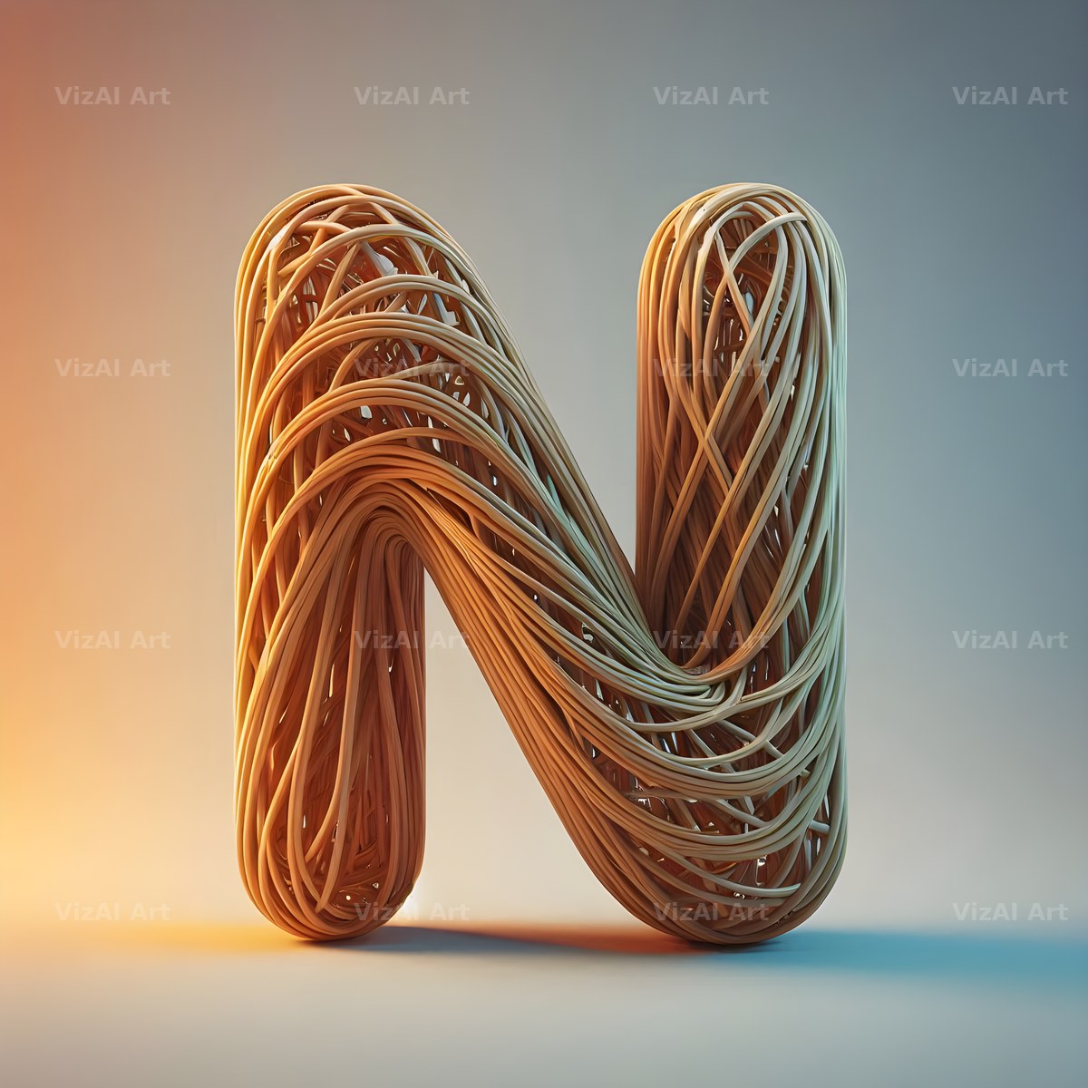 Woven Wicker alphabet letter N