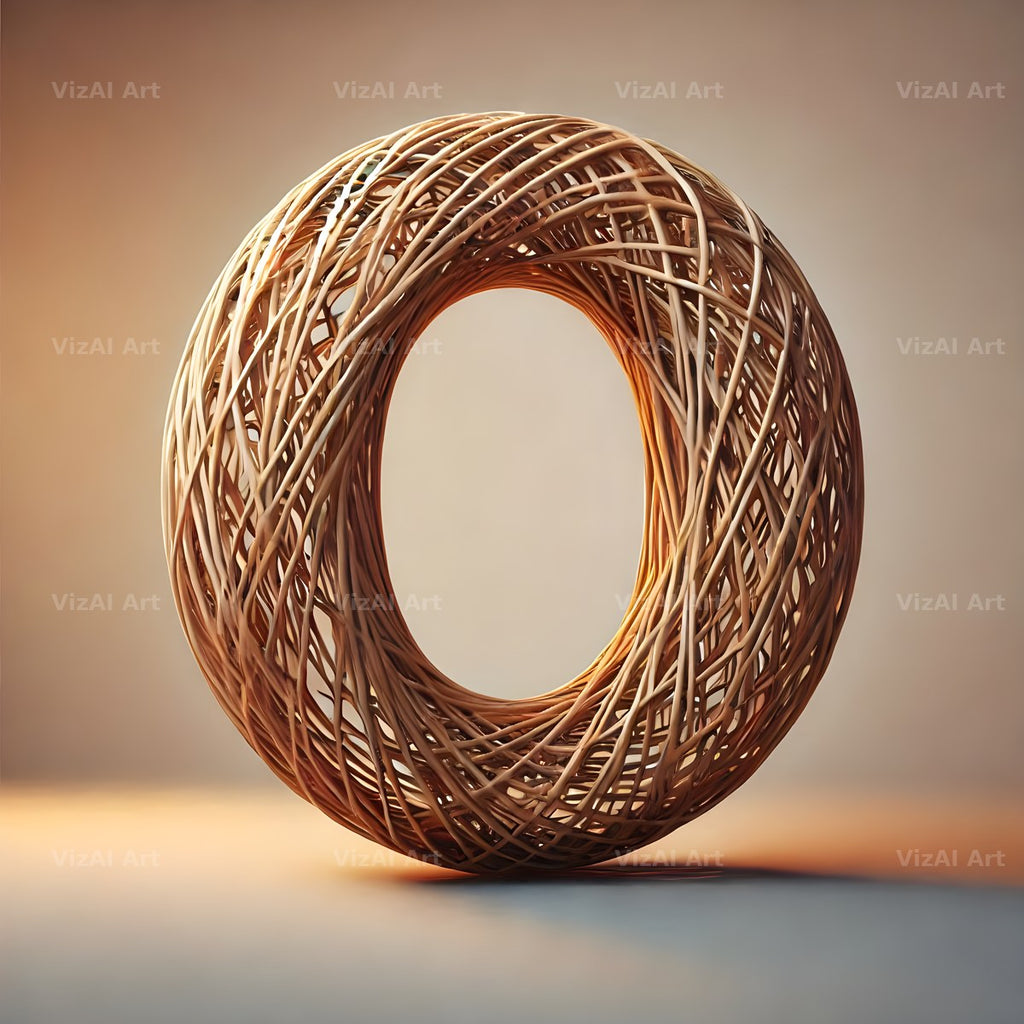 Woven Wicker alphabet letter O