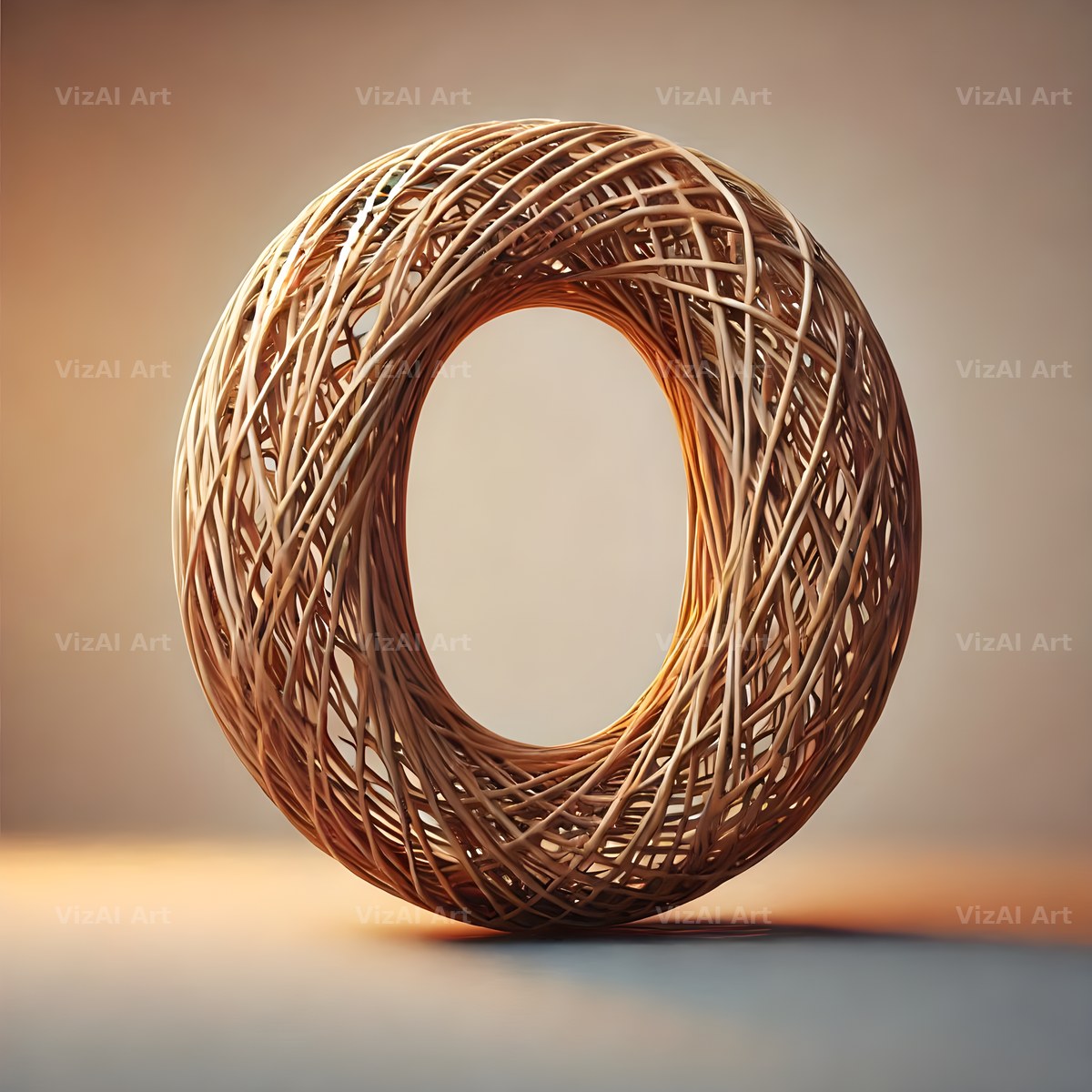 Woven Wicker alphabet letter O