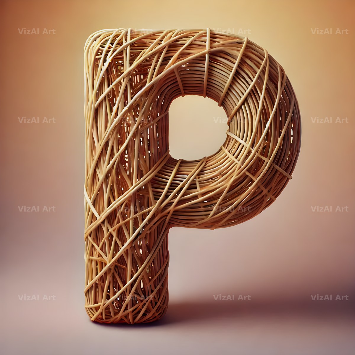 Woven Wicker alphabet letter P