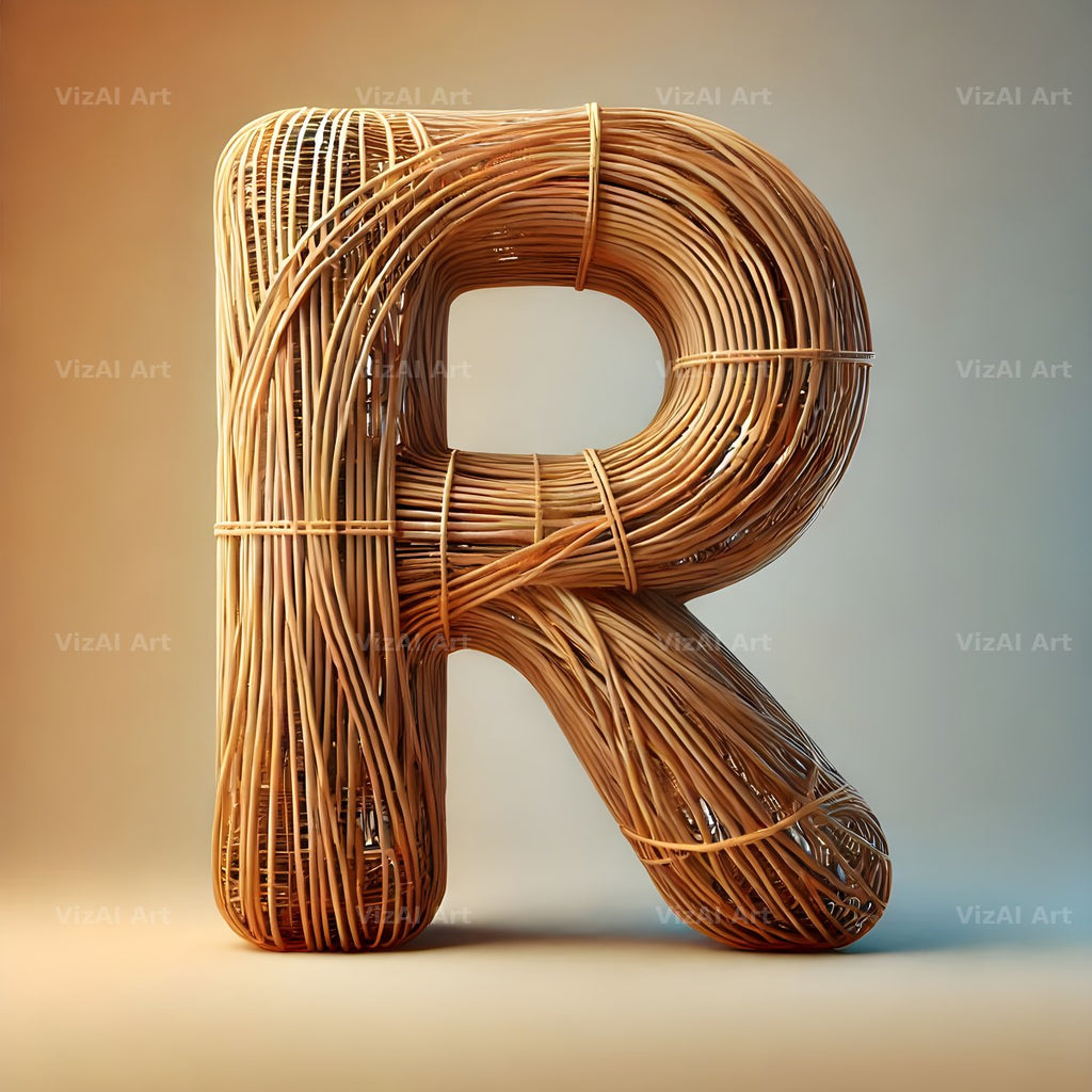 Woven Wicker alphabet letter R