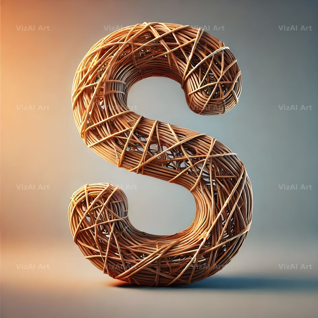 Woven Wicker alphabet letter S