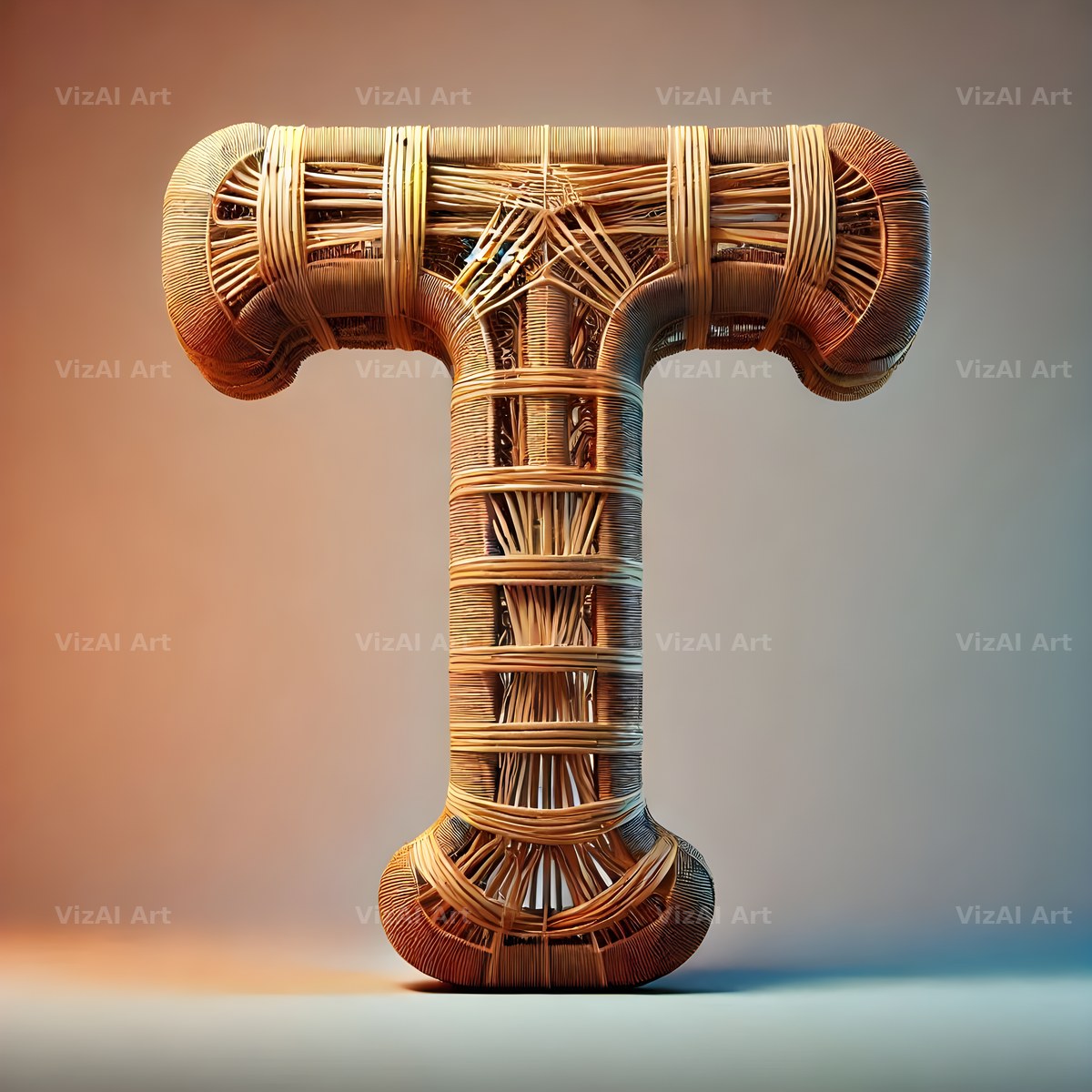 Woven Wicker alphabet letter T