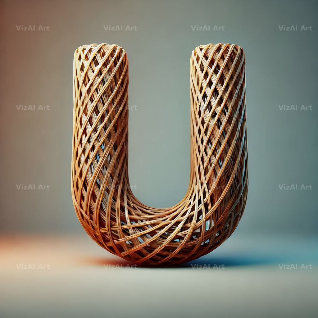 Woven Wicker alphabet letter U