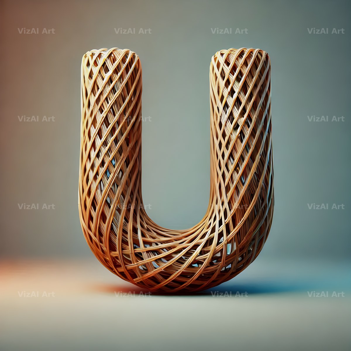 Woven Wicker alphabet letter U