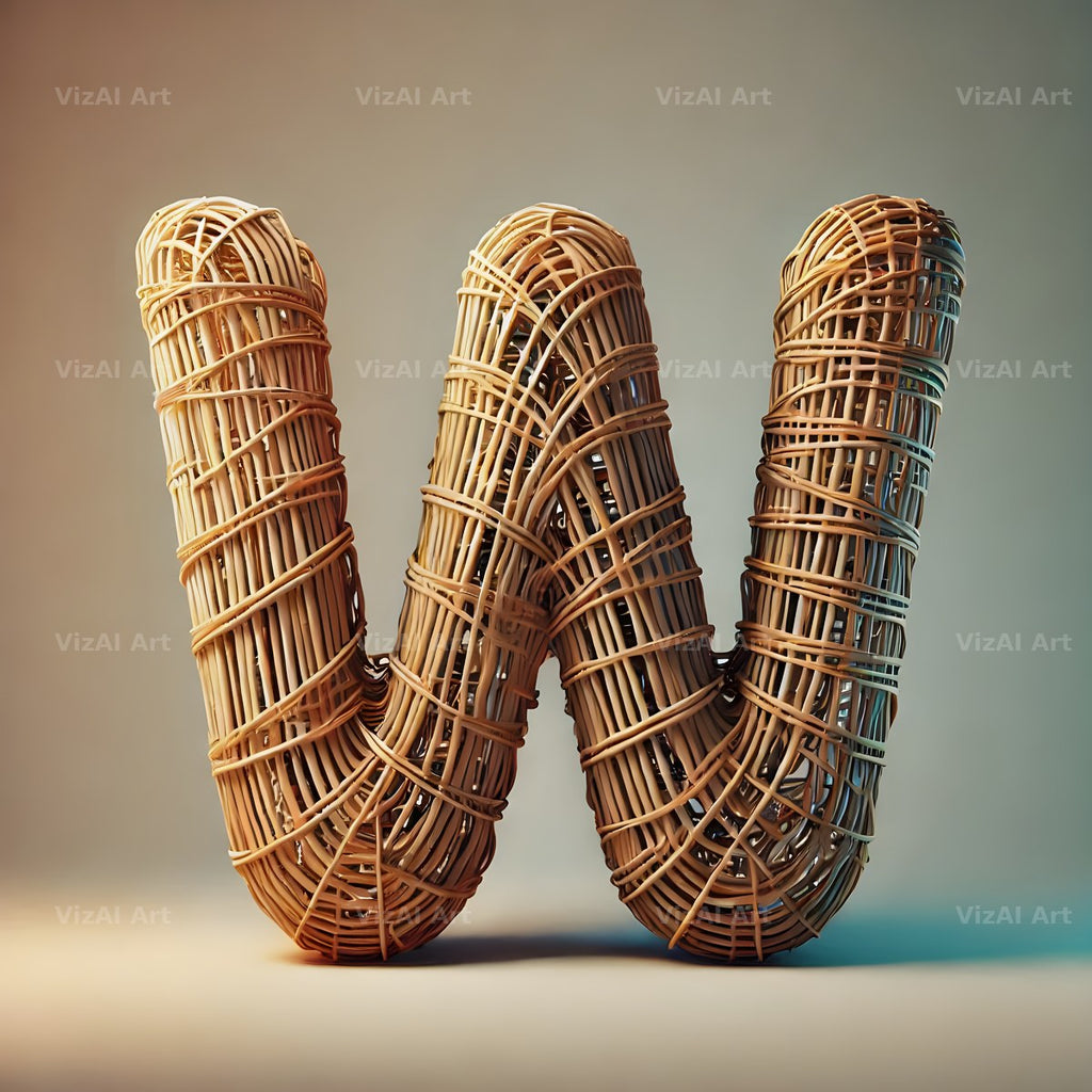 Woven Wicker alphabet letter W