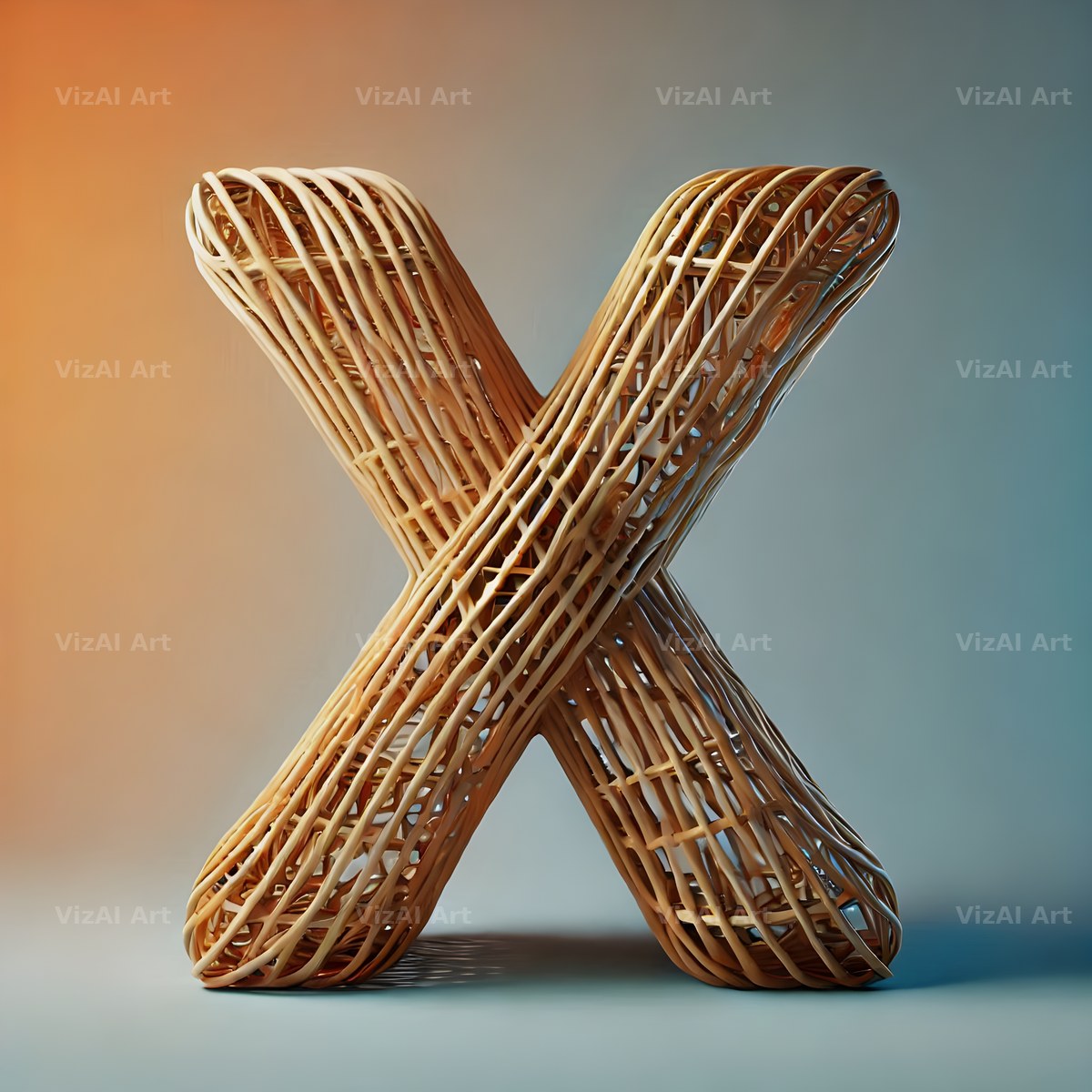 Woven Wicker alphabet letter X