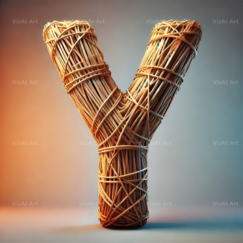Woven Wicker alphabet letter Y