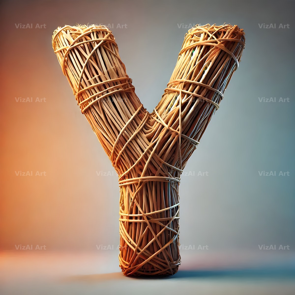 Woven Wicker alphabet letter Y
