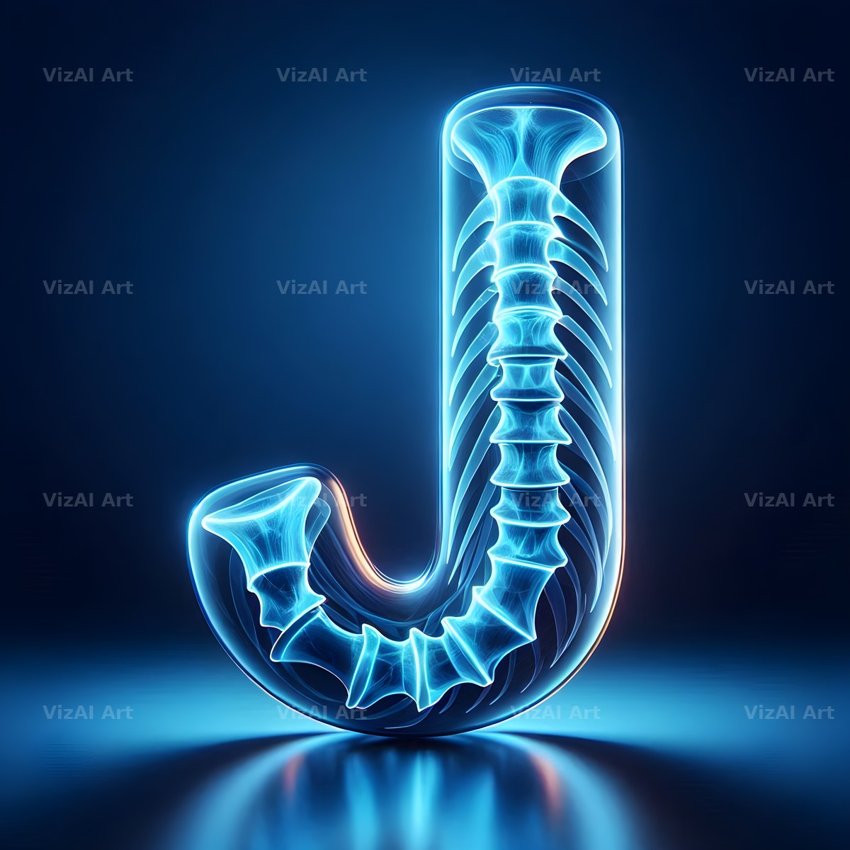 X-Ray Skeleton Scan alphabet letter J