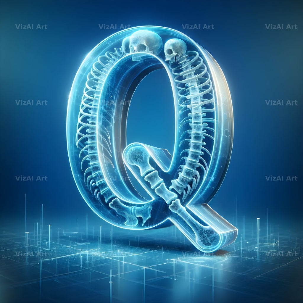X-Ray Skeleton Scan alphabet letter Q