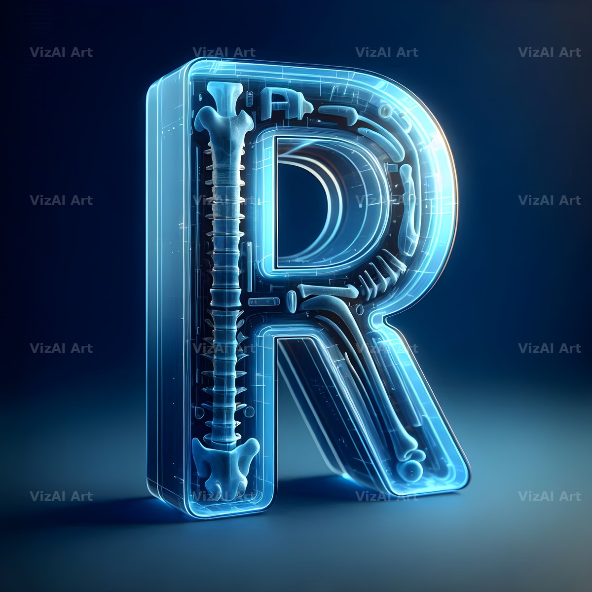 X-Ray Skeleton Scan alphabet letter R