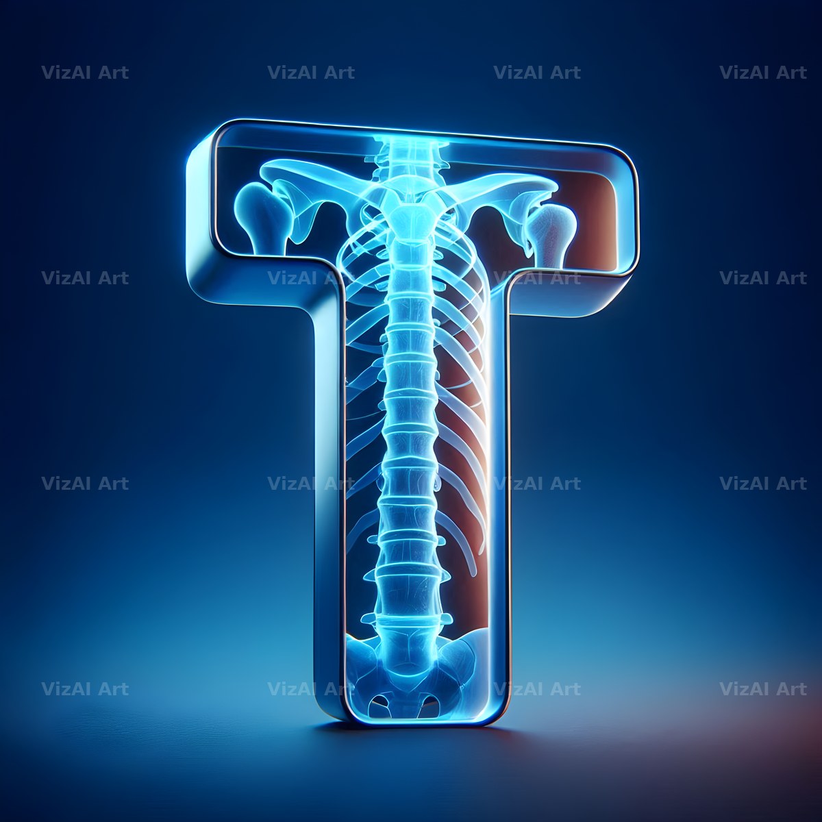 X-Ray Skeleton Scan alphabet letter T