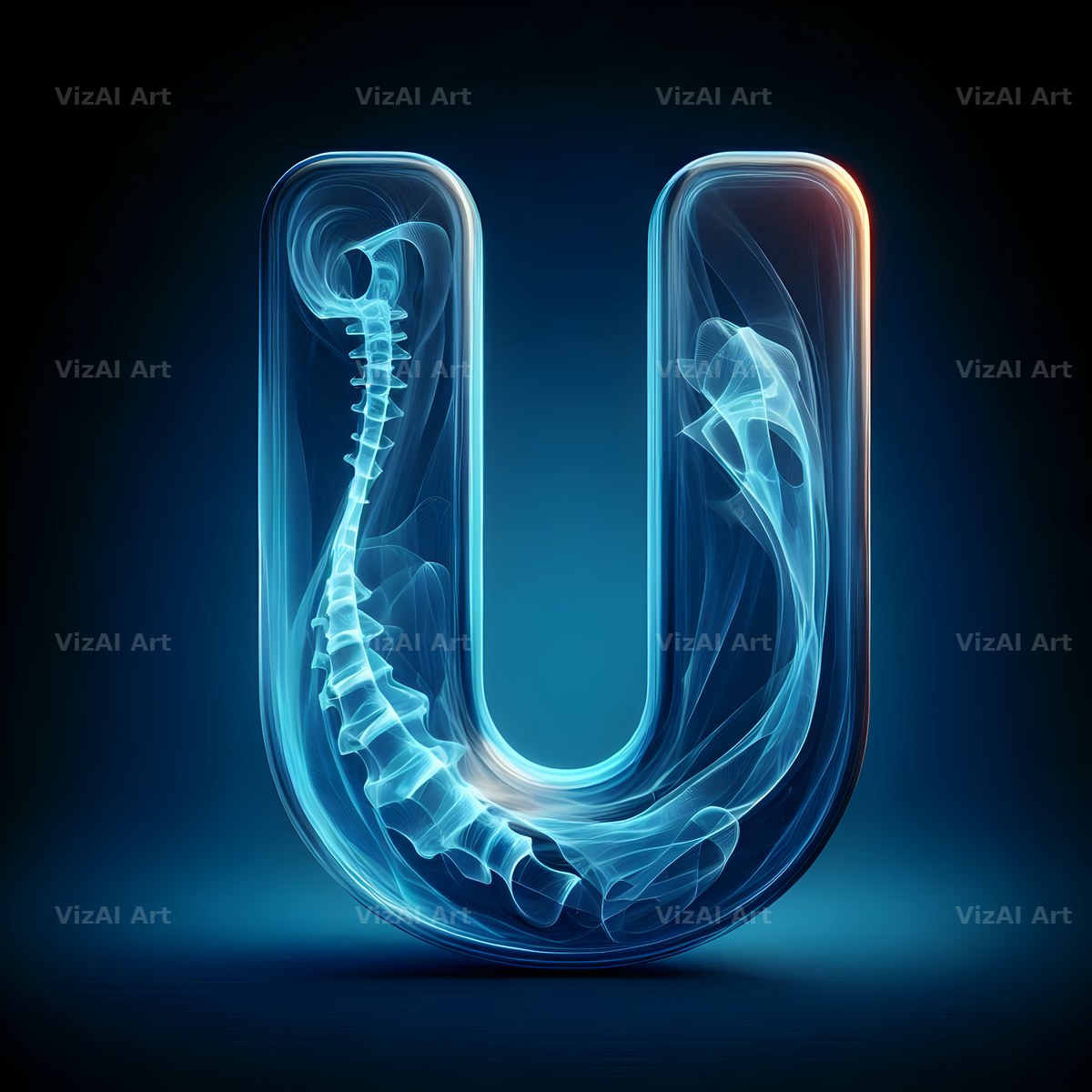 X-Ray Skeleton Scan alphabet letter U