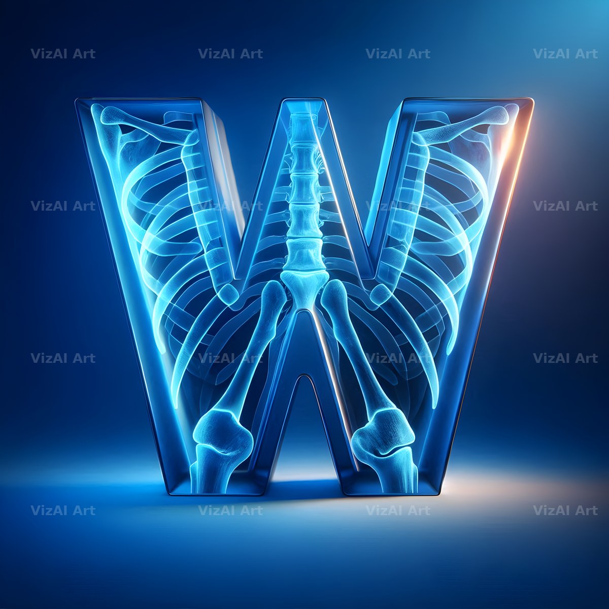 X-Ray Skeleton Scan alphabet letter W