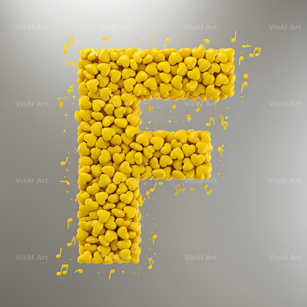 Yellow Blossom Heart alphabet letter F