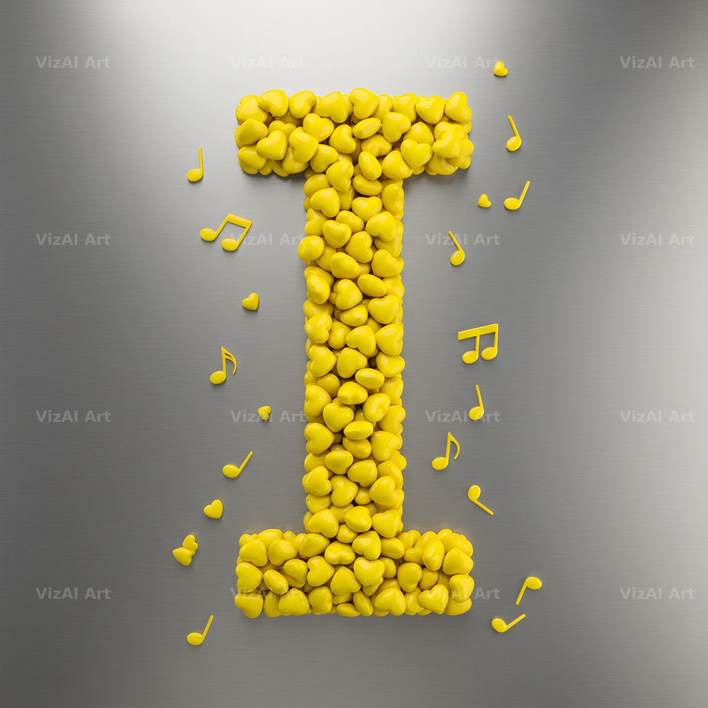 Yellow Blossom Heart alphabet letter I
